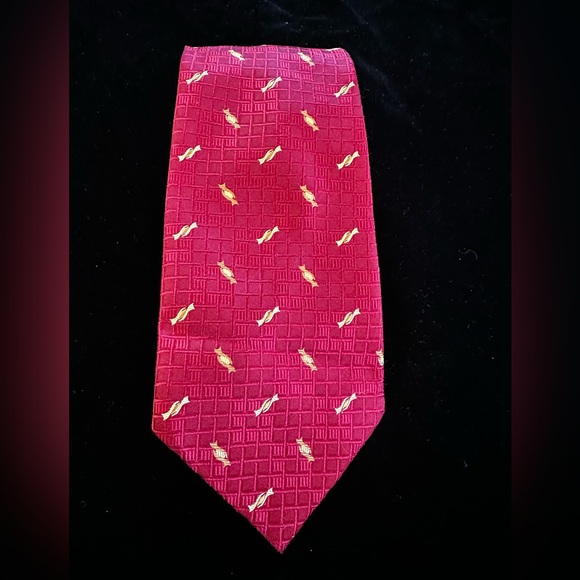 NWT Tesoro Rosso Uoma Moda Handmade Red Silk Tie - Picture 1 of 7
